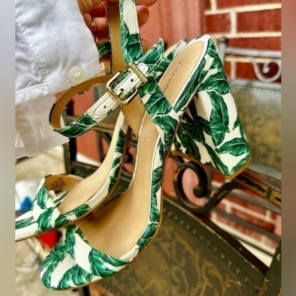 Gianni Bini Green Mckaria Palm Leaf Print Block Heel sandals - Picture 6 of 16